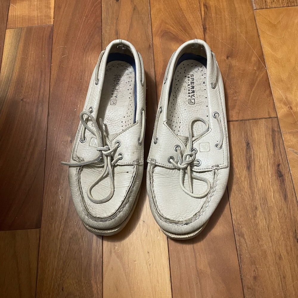 White Sperry boat shoes